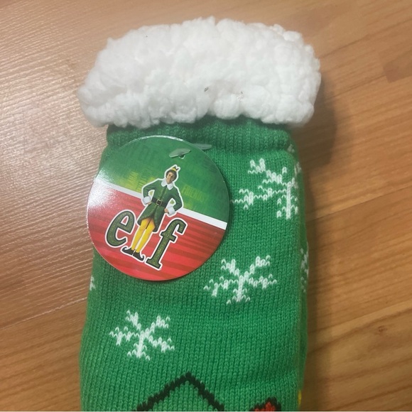 Buddy & Papa Elf Faux Sherpa Lined Soft Non-Slip Green Women's Slipper Socks NWT - Picture 3 of 4